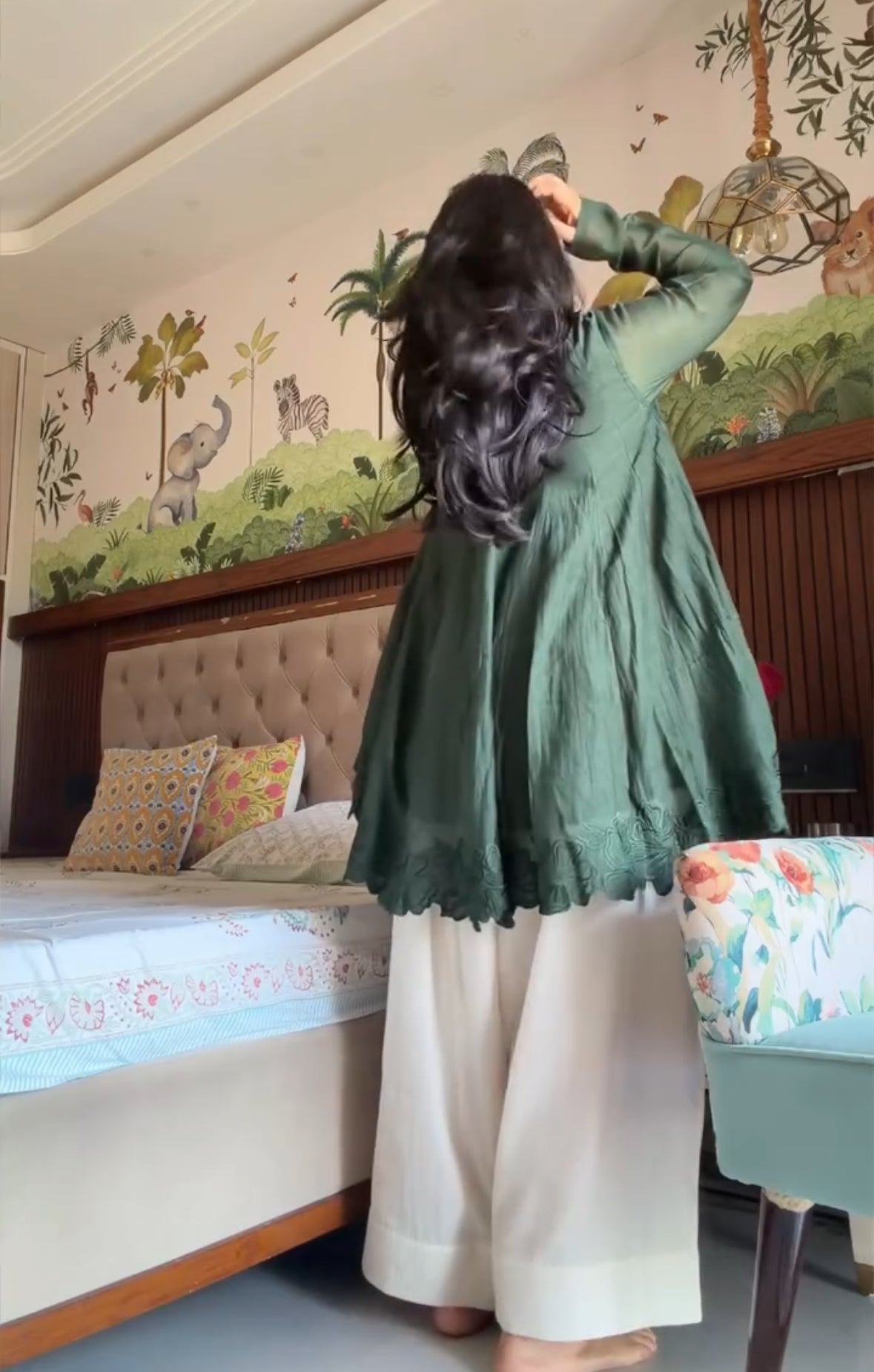 Mul-Cotton Embroidered Anarkali with Farshi Salwar