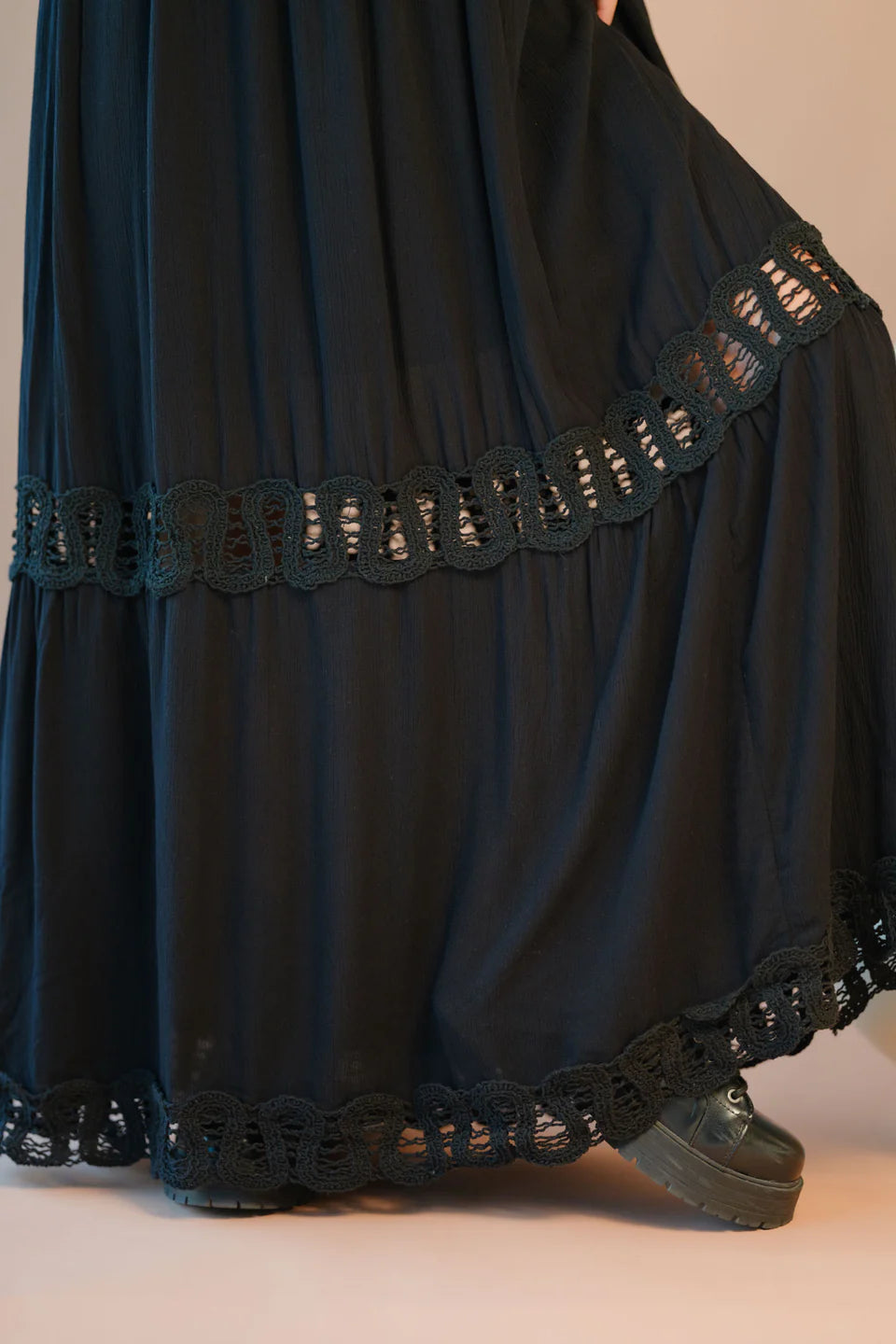 Nira Cotton Maxi Dress Strappy Lace Style