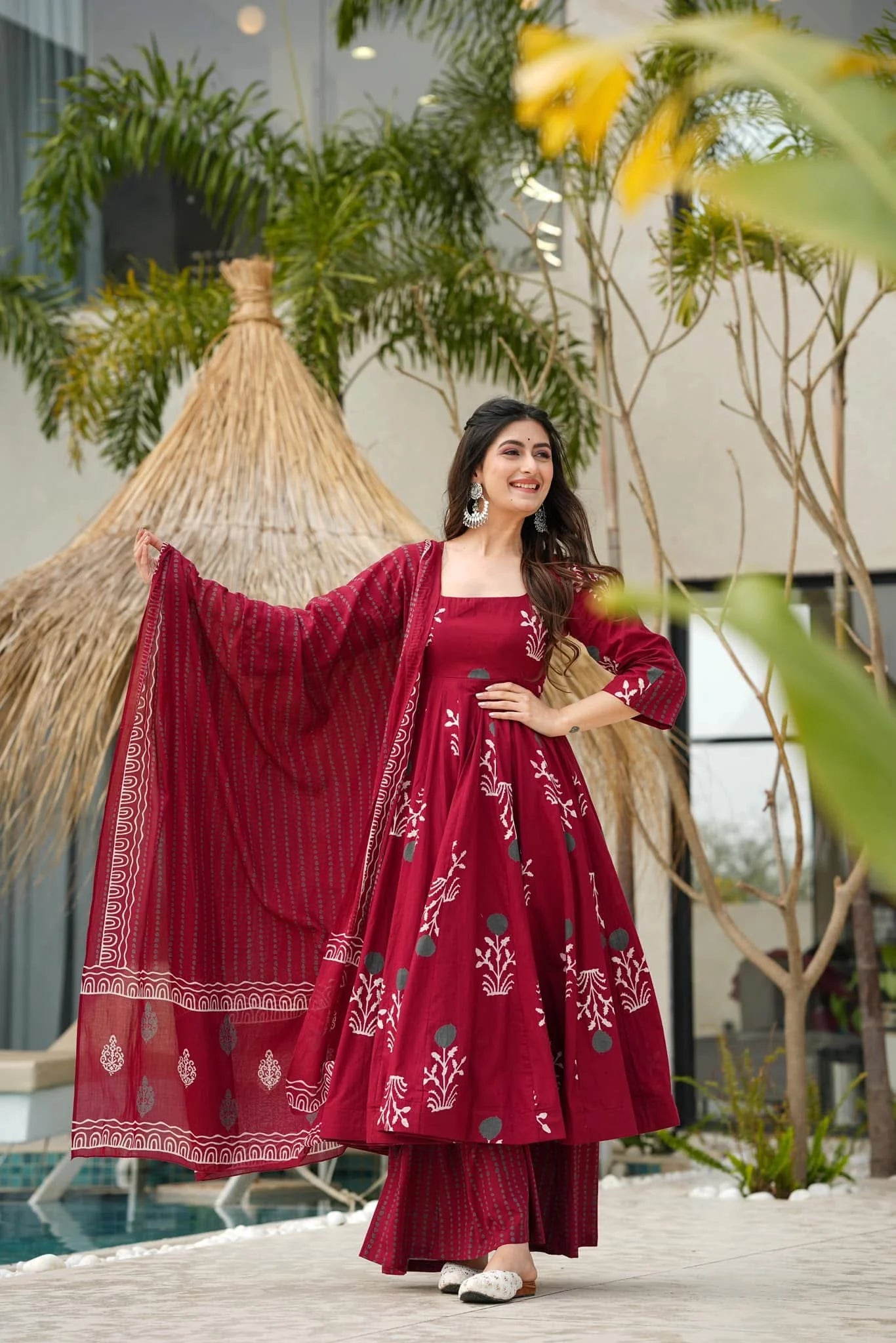 Maho Chic Cotton Anarkali Suit Set