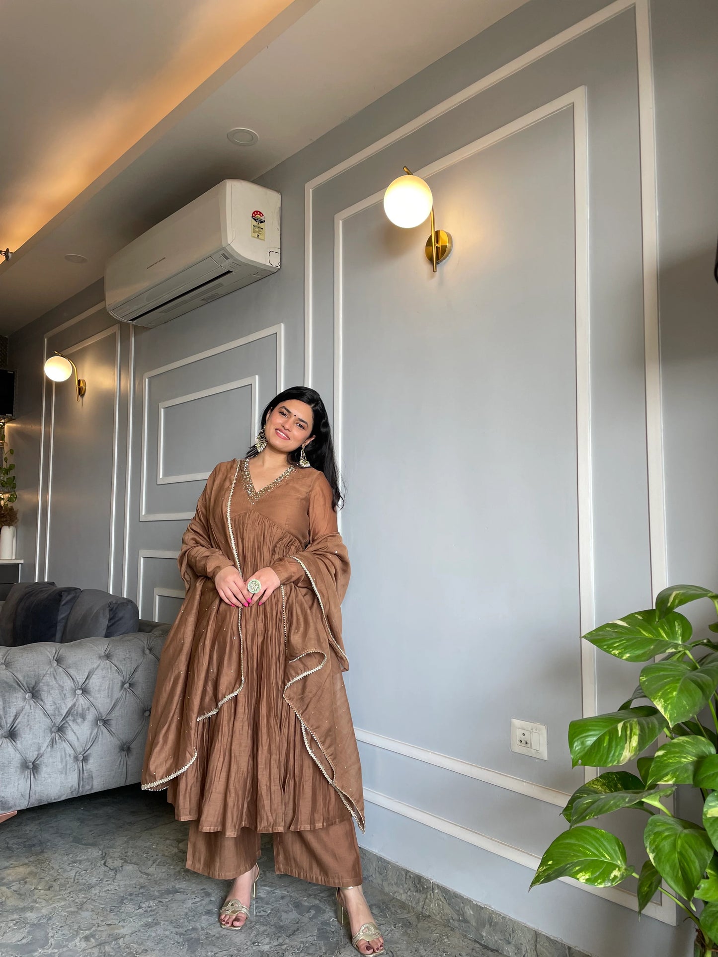 Mul Anarkali with Mul sleeves Set of 3