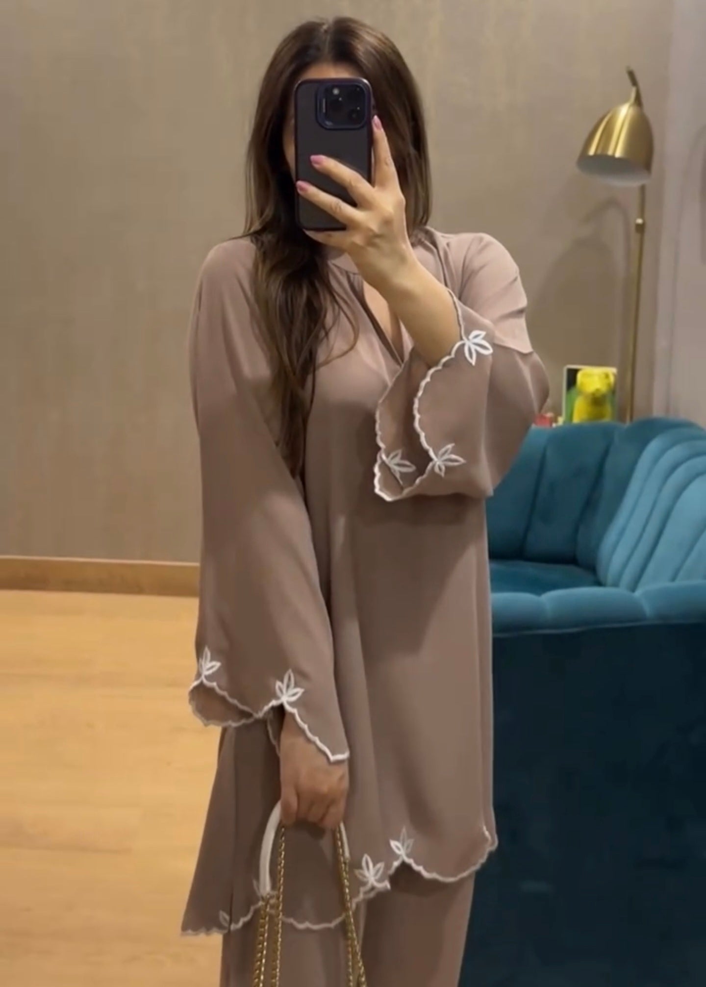 Aisha Mocha Embroidered Co-ord Set