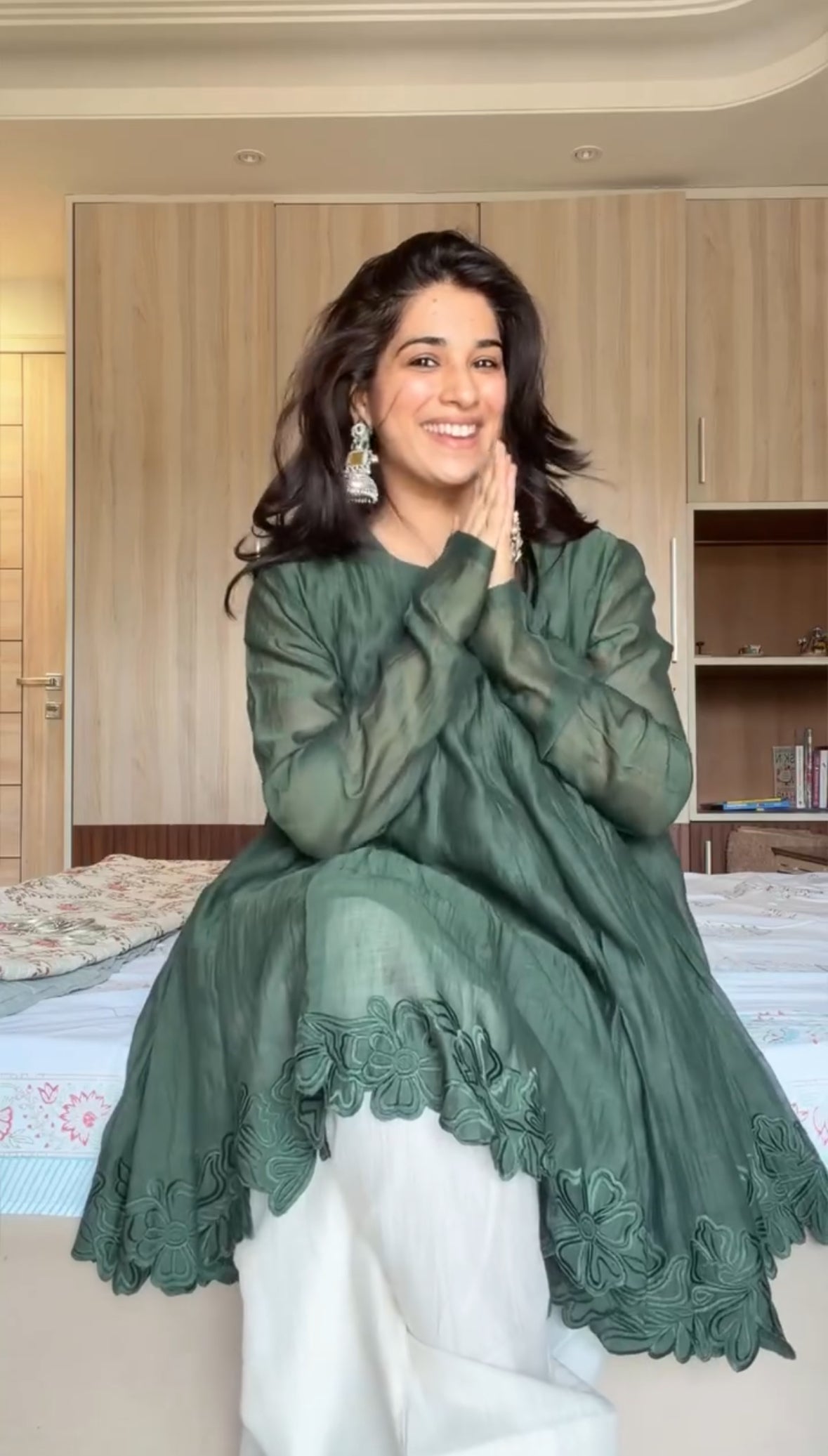 Mul-Cotton Embroidered Anarkali with Farshi Salwar