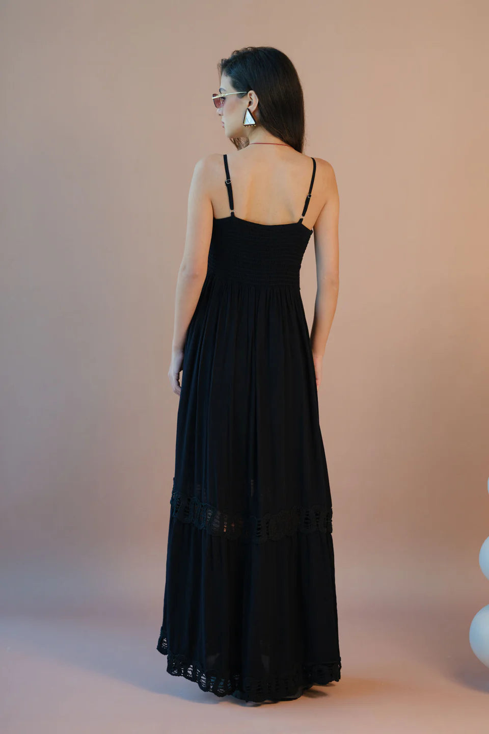 Nira Cotton Maxi Dress Strappy Lace Style