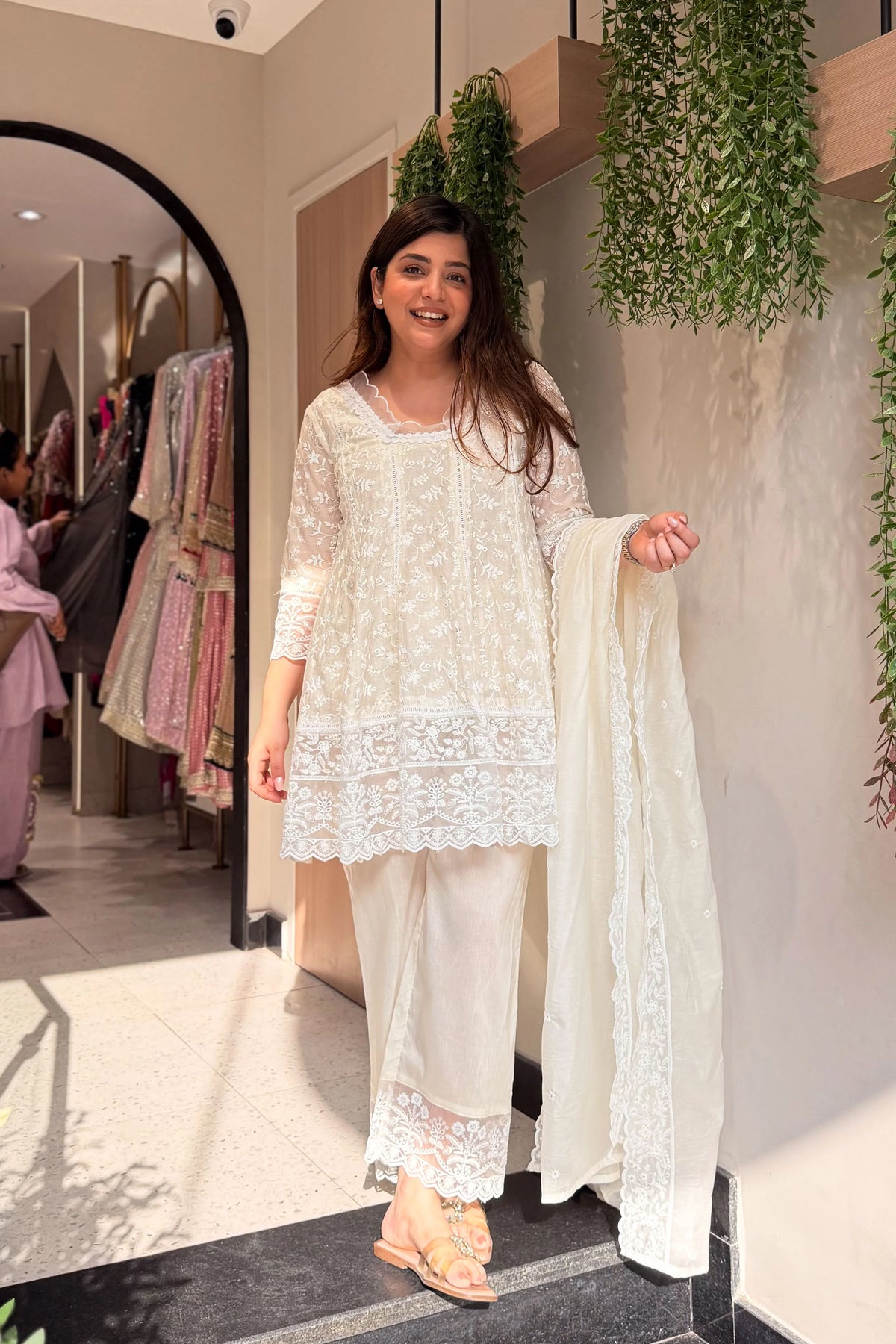 Ishmira Schiffli Short Anarkali Suit Set