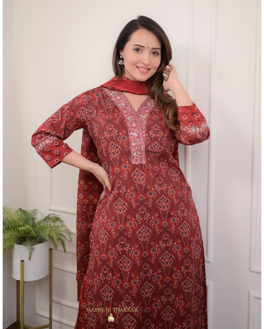 Beautiful Straight Embroidery Kurti with Malmal Dupatta