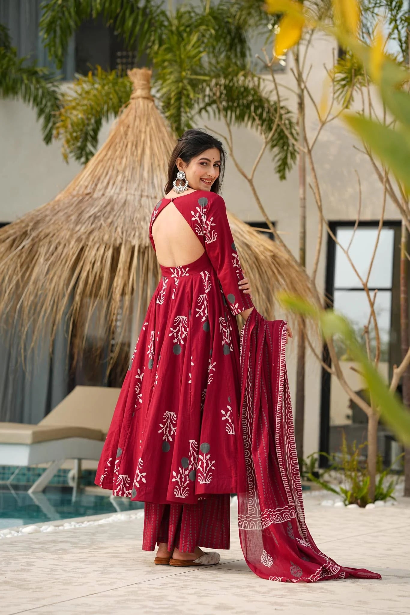 Maho Chic Cotton Anarkali Suit Set