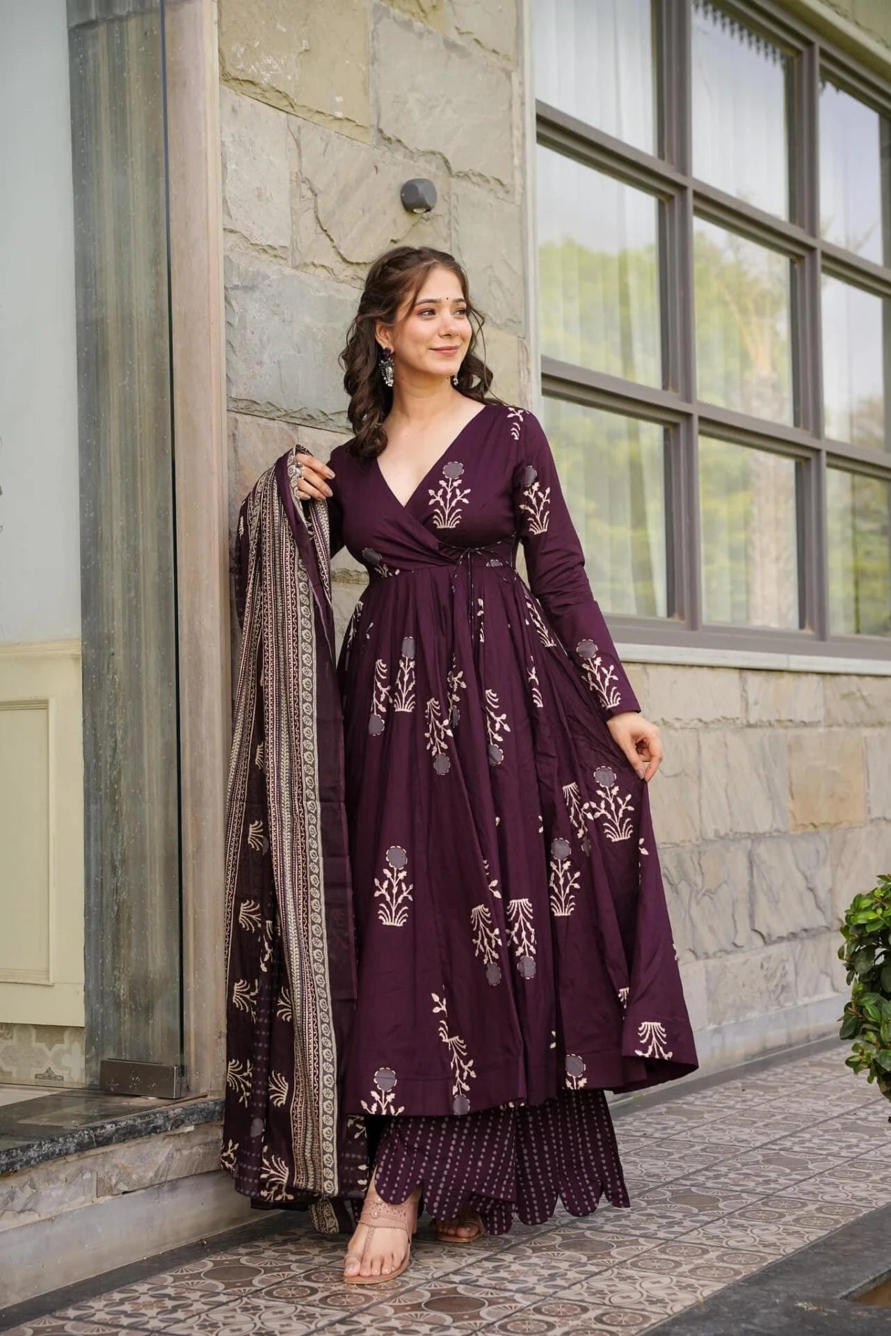 Amy Cotton Angrakha Anarkali Set
